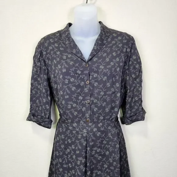 Sundance Womens 10 Silk Floral Maxi Dress Retro Botanical Palm Tree Belted Green - Picture 11 of 16